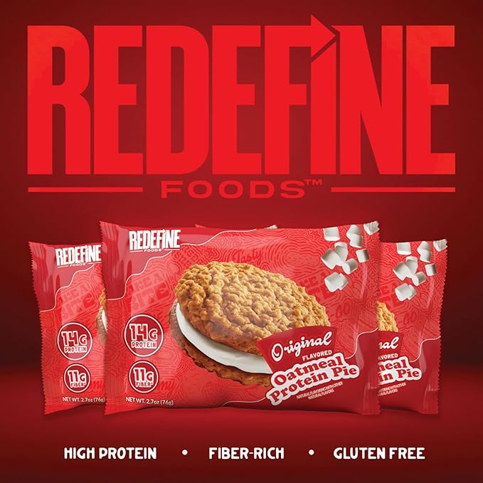 Redefine Foods Oatmeal Protein Pie Original Flavor - 8 Count - 14g of Protein Per Serving - Non-GMO