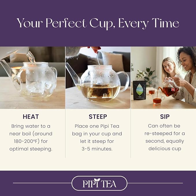 PiPi Tea Organic Oolong Tea Bags – Whole Leaf 20 Bags (4g Each) – Cortisol &amp Calming Tea for Anxiety Stress Weight Loss – Bulk Loose Leaf Oolong Tea