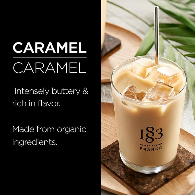 1883 Maison Routin - Organic Caramel Syrup - Made in France - Glass Bottle | 1 Liter (33.8 oz)