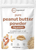 Pure PB Peanut Butter Powder 4lbs (64oz) | 10g Protein &amp 88% Less Fat | No Added Sugar or Salt from Natural Fresh Roasted Peanuts | Mixes Easily for Peanut Butter Spread &amp Protein Powder | No