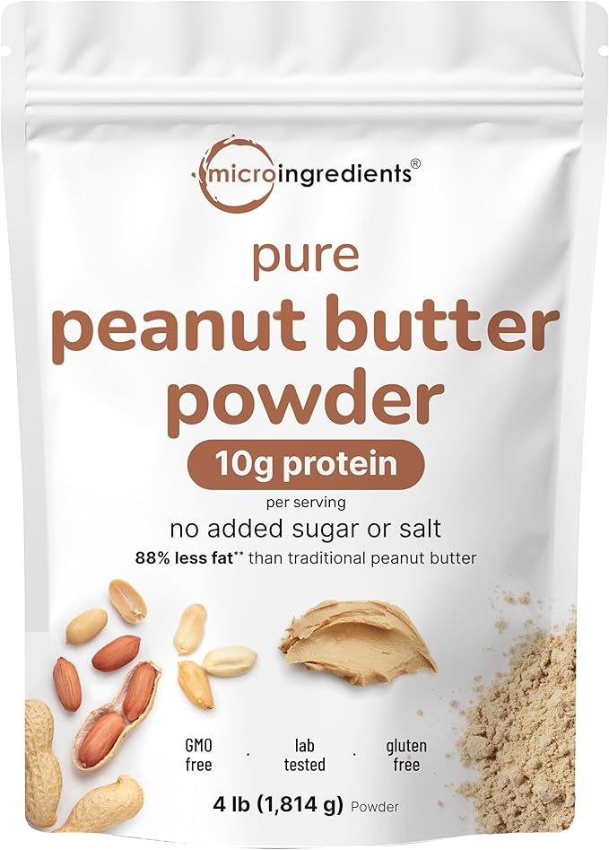 Pure PB Peanut Butter Powder 4lbs (64oz) | 10g Protein &amp 88% Less Fat | No Added Sugar or Salt from Natural Fresh Roasted Peanuts | Mixes Easily for Peanut Butter Spread &amp Protein Powder | No