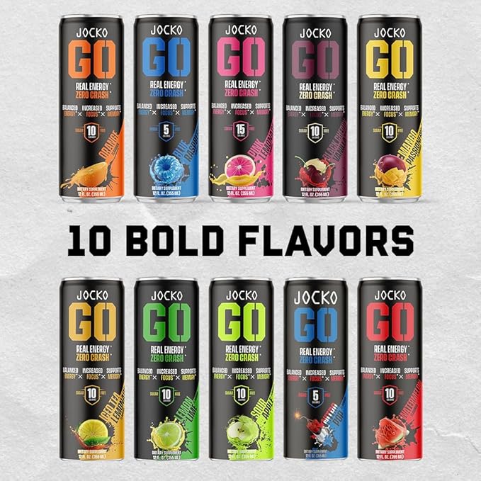 Jocko GO Energy Drink - Keto Vitamin B12 Vitamin B6 Electrolytes L Theanine Magnesium- Energy Boost Sugar Free Nootropic Monk Fruit Blend - 12 Pack (Black Cherry Vanilla)