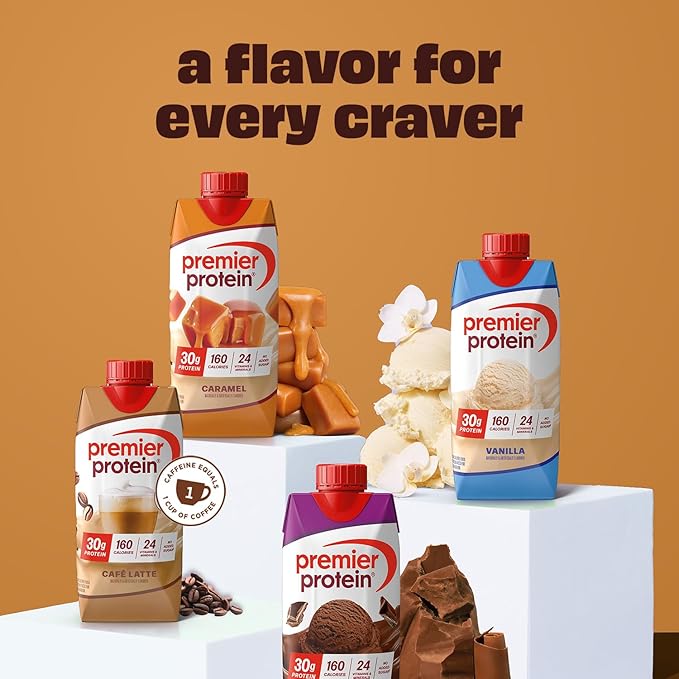 Premier Protein Shake Caramel 30g Protein No Added Sugar 24 Vitamins &amp Minerals to Support Immune Health 11 fl oz 12 Pack