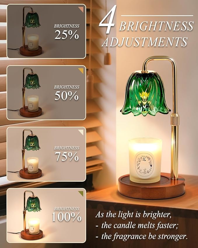 Flower Candle Warmer Lamp with Timer Dimmable Candle Warming Lamp Height Adjustable Birthday Gifts for Women Candles Warmer Light for Jar Candles Stylish Decorations