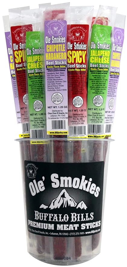 Buffalo Bills Assorted Hot Ole Smokies - 15 Wrapped Beef Sticks Per Tub