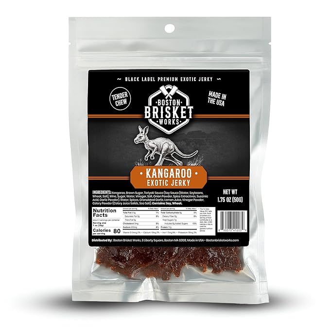 KANGAROO JERKY - 100% Australian Wild Game - Exotic Lean Meat Snack - Unique Travel Food Gift for Him - Fun Aussie Novelty Present