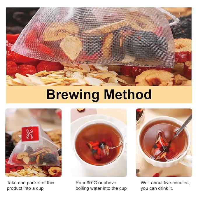 Ginseng Five Treasures Tea Kidney Tea- Wubao Tea Ginseng Six Treasure Tea Ginseng Red Date Chinese Herbal Tea Kidney Cleanse Detox Tea for Men &amp Women (2 Pack(50 pcs))