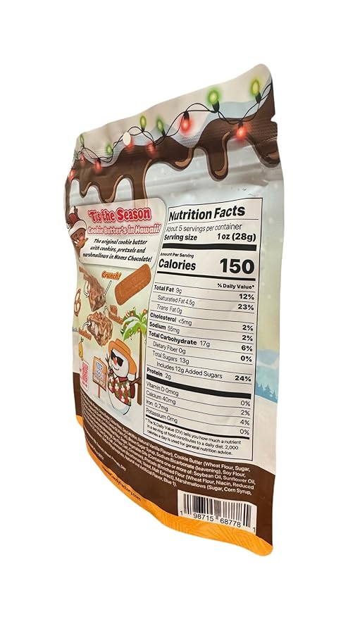 NOMS Cookie Butter Crunch Milk Chocolate Candy – Cookie Butter Filling with Marshmallows Cookies &amp Pretzels – Holiday Special 5 oz Bag