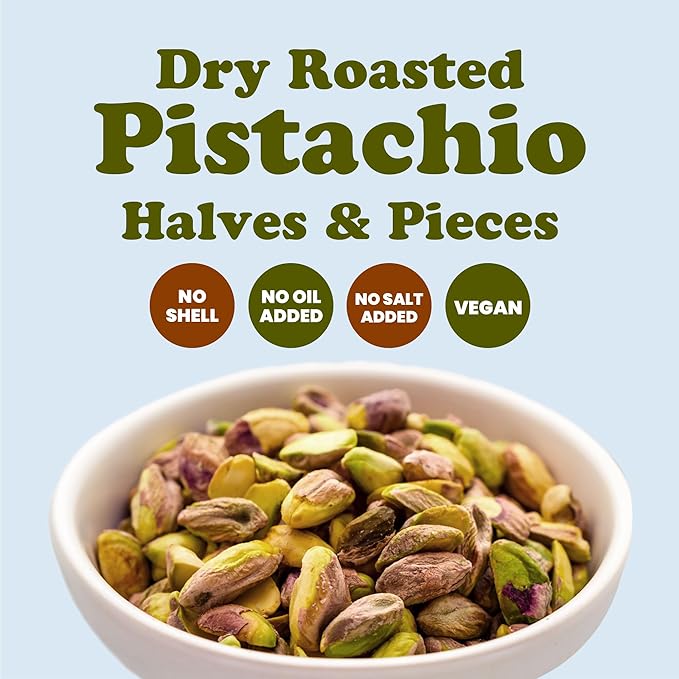 Food to Live - Dry Roasted Pistachio Halves and Pieces 2 Pounds - Unsalted. No Shell. Keto and Paleo Friendly Snack. Great for Salads Cooking Baking. Packed with Protein Fiber Healthy Fats