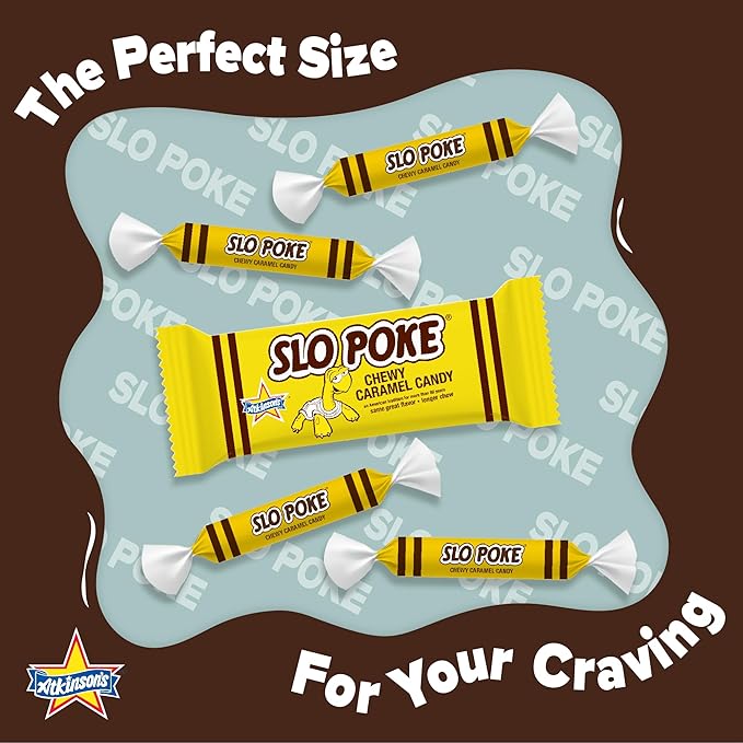 Atkinson's Slo Poke - Chewy Caramel Candy - Made with Rich and Creamy Caramel - Gluten Free Kosher - 1.5 oz. Single Candy Bar - 24 Count Pack
