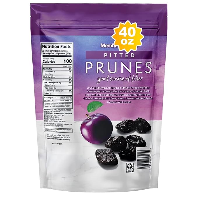 Pitted Prunes 40 oz Value Bag + 5 ml Measuring Spoon – Premium Dried Fruit Snack Bundle Fiber-Rich Prunes for Snacking &amp Baking