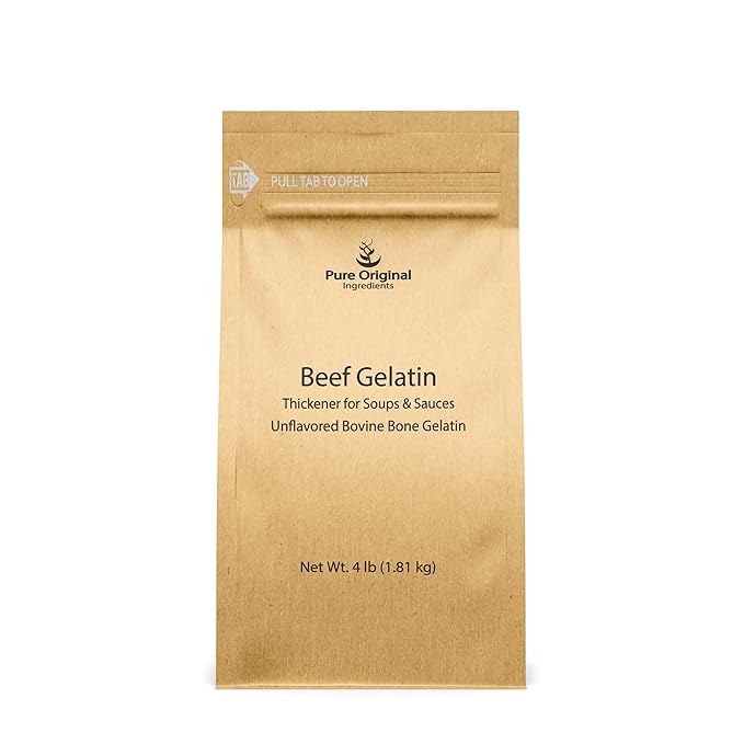 Pure Original Ingredients Beef Gelatin (4 lb) Bovine Beef Gelatin Thickener Soups &amp Sauces