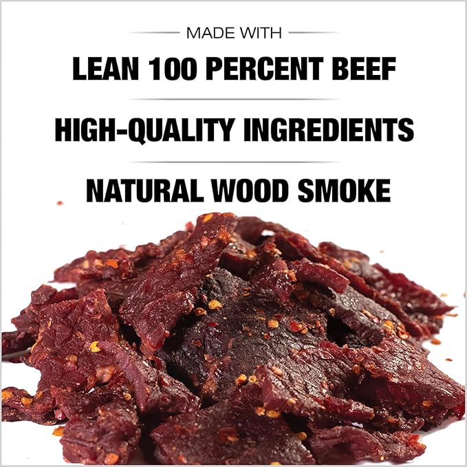 Old Trapper Beef Jerky Hot &amp Spicy 1/4-Pound Individual Package Savory and Spicy Meat Snacks for Lunches or Between Meals 11 Grams of Protein and 70 Calories per Serving (Pack of 8)