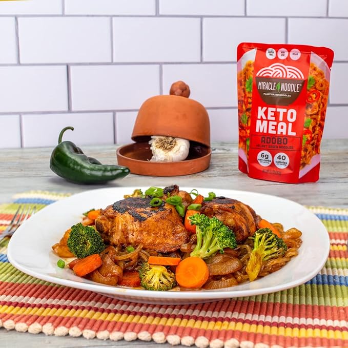 Miracle Noodle Ready to Eat Adobo Pasta 9.2 Oz (Pack of 6) Plant Based Shirataki Konjac Noodles 40 Calories 6g Net Carbs Per Serving Keto Gluten-Free