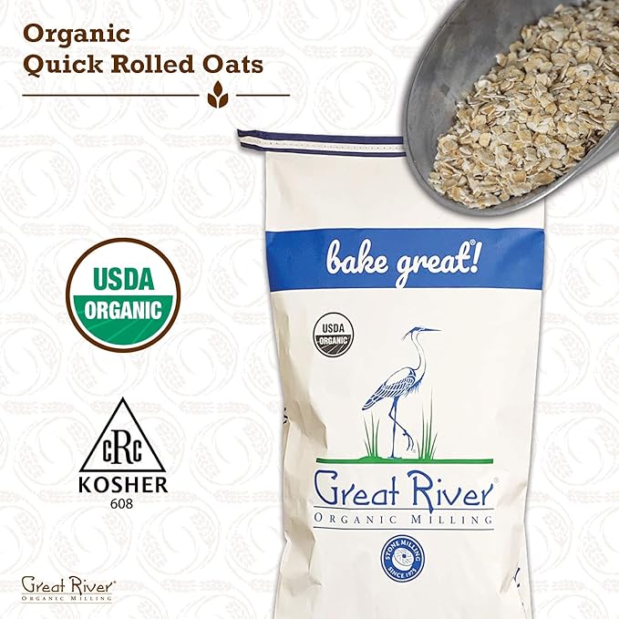 Great River Organic Milling Oatmeal Quick Rolled Oats Organic 50-Pounds (Pack of 1)