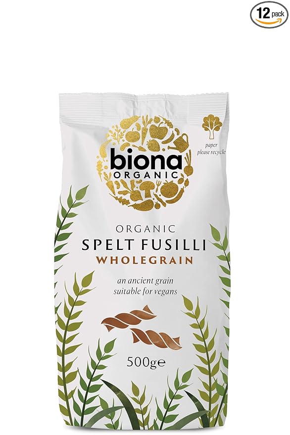 Biona Organic Wholemeal Spelt Fusilli 500g-2 Pack