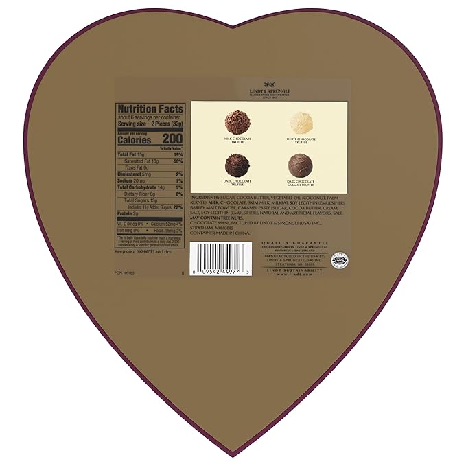 Lindt Valentine's Gourmet Truffles Assorted Chocolate Candy Heart 6.7 oz.