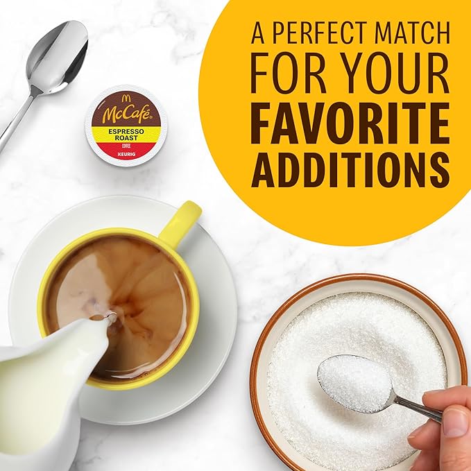 McCafe Espresso Roast Coffee Keurig Single-Serve K-Cup Pods 96 Count (4 Packs of 24) Dark Roast Made with Arabica Beans Bold Flavor with Bittersweet Chocolate &amp Toasted Nut Notes