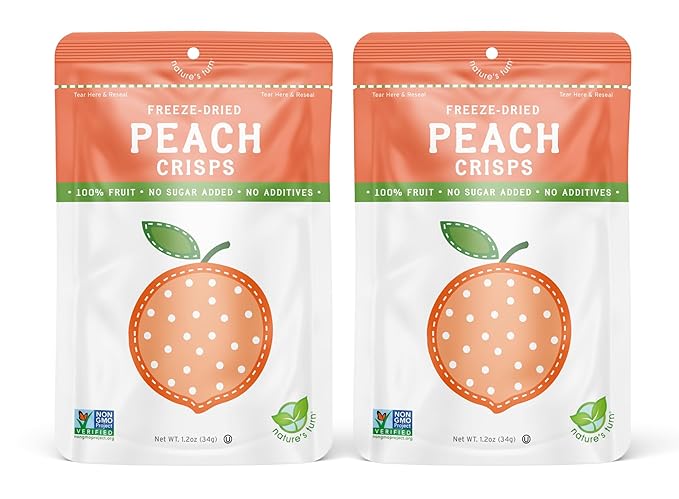 Nature’s Turn Freeze-Dried Fruit Snacks Peach and Mango Crisps Pack of 4 (1.2 oz Each)