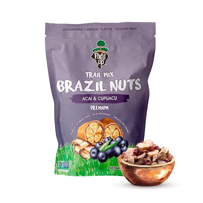 Snack Açaí Trail Mix 7 oz – The True Organic Brazil Nuts Roasted + Açaí Fruit Nibs + Cupuaçu Fruit Nibs – Nutrient-Rich and Practical Combo – Fresh Vegan and Gluten Free – Forest Up