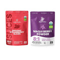 Jungle Powders Freeze Dried Strawberries Organic USDA Certified Strawberry Slices 3.2 Ounce Bag + Maqui Berry Powder Organic 5 Ounce Bag