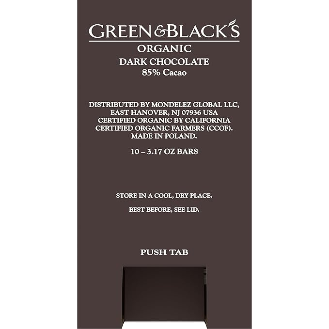 Green &amp Black's Organic Dark Chocolate Bar 85% Cacao 10 - 3.17 oz Bars