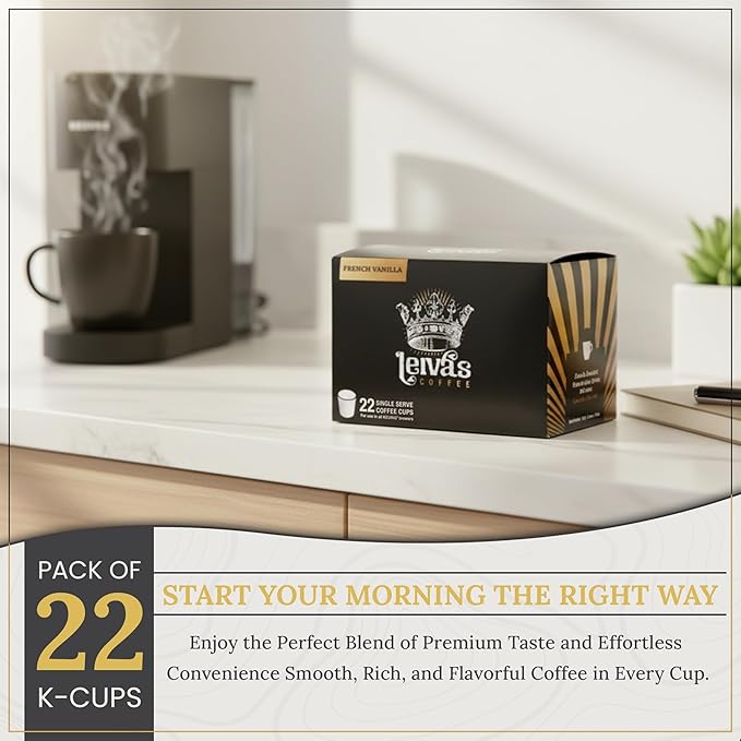 Leiva’s Guatemalan Single Serve K-cups Coffee Pods (22 Count) – Small Batch French Vanilla Flavor Capsules - Rich Bold &amp Balanced Flavor - Single Serve Pods for Keurig Coffee Machine - 0.35 Oz C