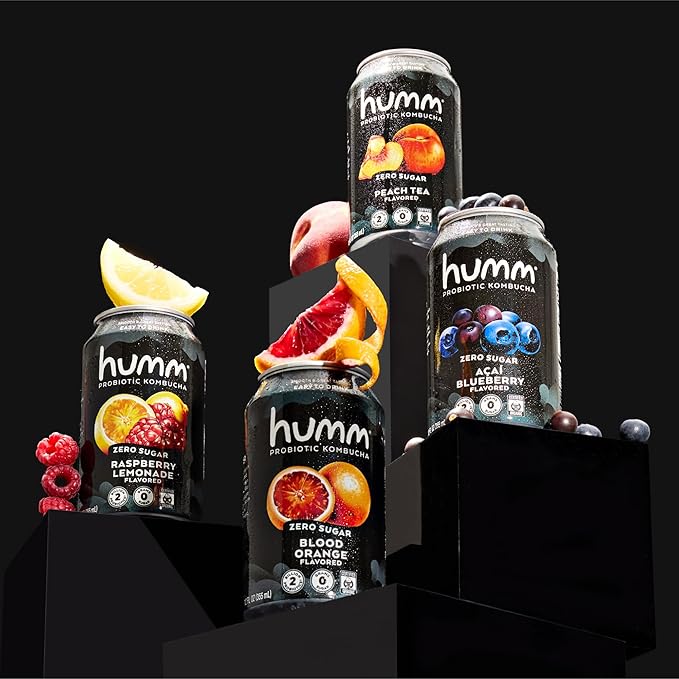 Humm Probiotic Kombucha Zero Sugar Variety Pack No Refrigeration Needed Keto Friendly Organic Vegan Gluten Free 12oz Cans (16 Pack)