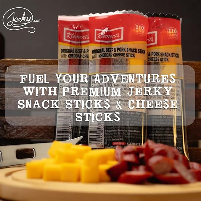 Jerky.com 21 Pieces of Beef Jerky Variety Pack &amp Meat Stick Gift Box for Men - Including 5 Flavors of Beef Jerky 13 Snack Sticks and 3 Cheese Sticks - Birthday gifts for men