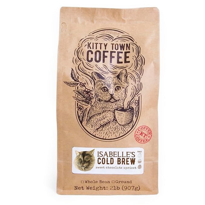 Kitty Town Coffee: Isabelle's Cold Brew Blend Medium Roast Coffee From Guatemala &amp Brazil 2lb (32oz) Whole Bean