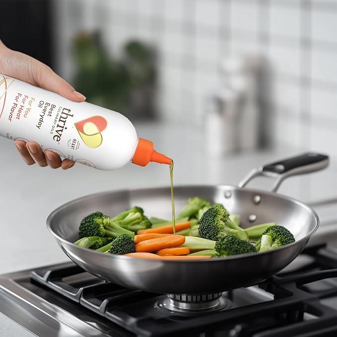 Thrive Oleic Rich Cooking Oil Blend - Heart and Health-Conscious Oil Rich in Omega-9 Monounsaturated Fat (80%) Very Low Omega-6 Sunflower and Algae Oil 30 fl oz Squeeze Bottle 1 Pack