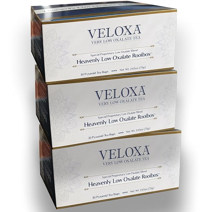 Veloxa™ Very Low Oxalate Tea (90 Pyramid Tea Bags (3 Cartons) Heavenly Low Oxalate Rooibos)