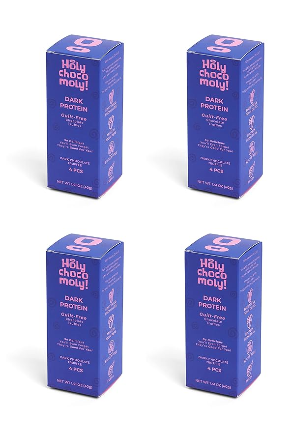 Dark Protein Chocolate Truffles | Made With Dates and Real Nut Butters | Healthy On-the-go Snack | 4 Truffles/Box 16 Truffles