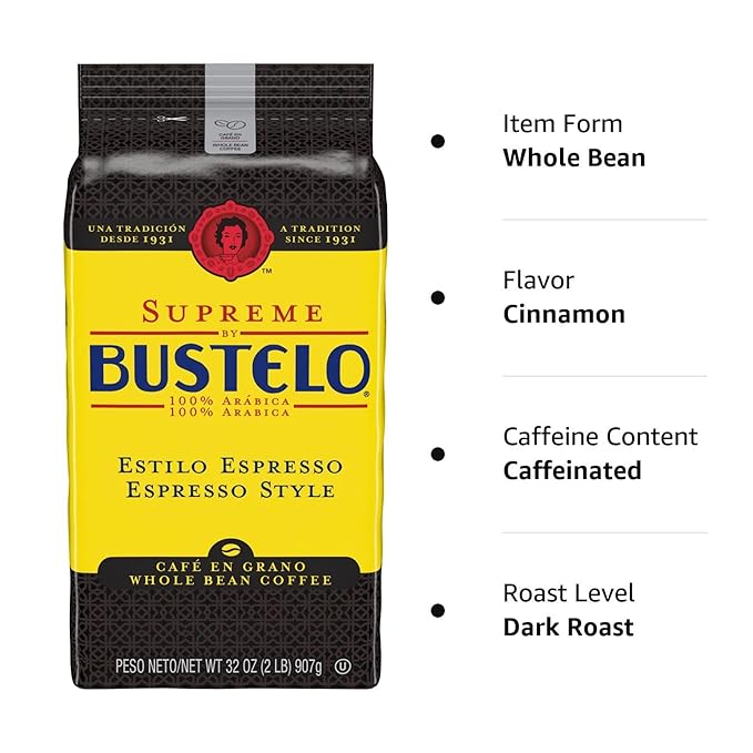 Supreme Bustelo Espresso Style Whole Bean Coffee Dark Roast 32 oz. Each (SMU01800)