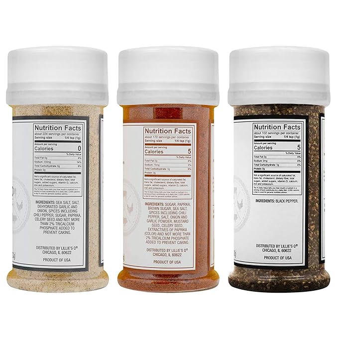 Lillie’s Q - Rub Trio BBQ Rub Sampler Barbeque Rubs &amp Spices Rub Seasoning Set Includes Carolina Dirt (6 oz) Q-Rub (7.9 oz) &amp Brisket Pepper (3.6 oz) | 3-Pack