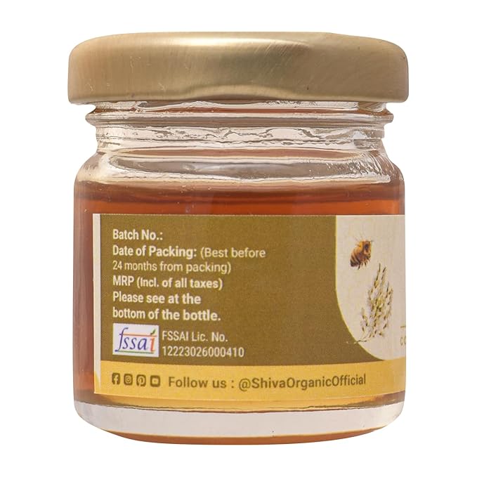 Shiva Organic's Acacia Flower Nectar Honey - NMR Tested Natural Honey No Added Sugar Flavorful - 50g (1.76 Ounce)