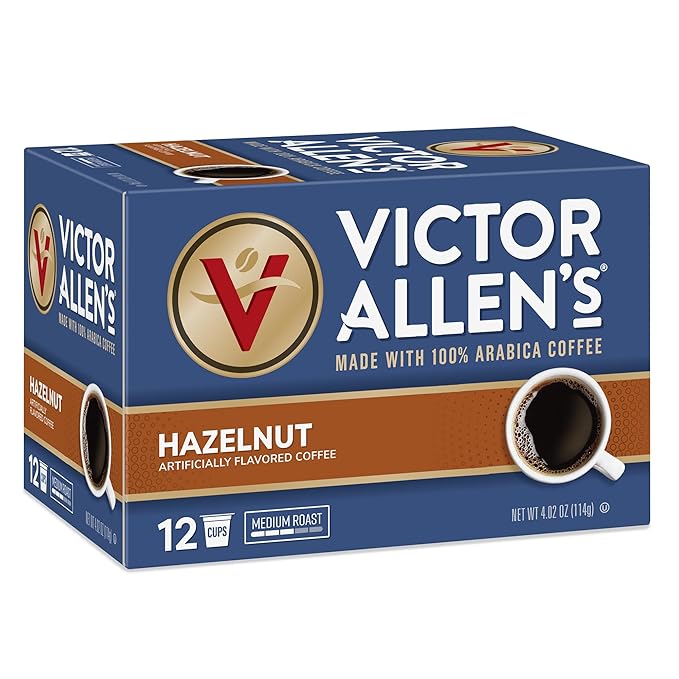 Victor Allen's Coffee Hazelnut Flavored Medium Roast 2 Pack - 12 Count Single Serve Coffee Pods for Keurig K-Cup Brewers