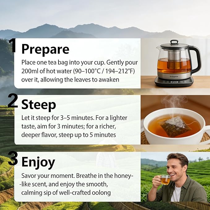 Organic Whole Leaf Oolong Tea Bags | Calming &amp Relaxing Tea for Daily Stress Relief Cortisol Balance &amp Digestive Ease | 20 Bags of Premium Loose Leaf Style Tea | Vegan Non-GMO | Perfect for