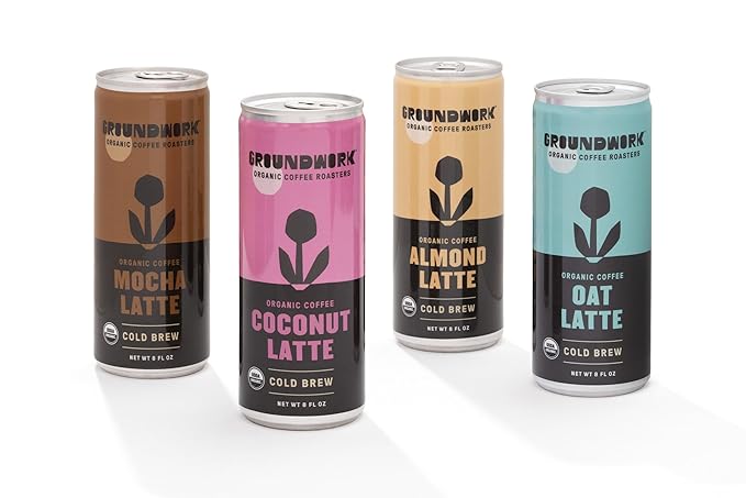 Groundwork Organic Coffee - Oat Cold Brew Latte - 8 Fl Oz Cans (12 Pack)