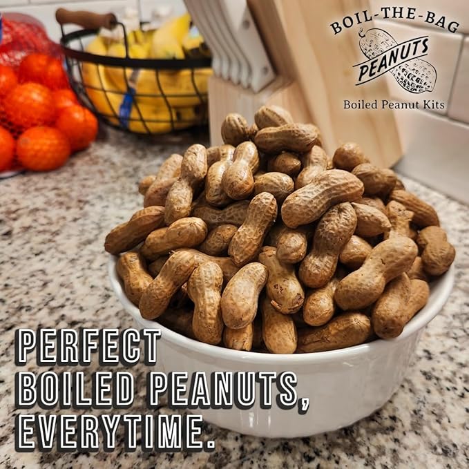 Boiled Peanuts Kit | Contains Premium In Shell Peanuts Salt and a Unique Seasoning Blend in a Muslin Cooking Bag | 4 Kits of Buffalo Wing Flavor