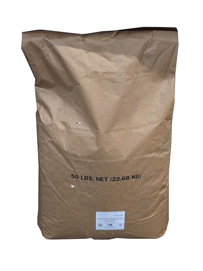 Shiloh Farms Organic Rolled Oats 50 Lb Bulk Pack Nutty Flavor 100% Whole Oats Versatile for Baking and Cooking Perfect for Professional Kitchens and Gourmet Recipes