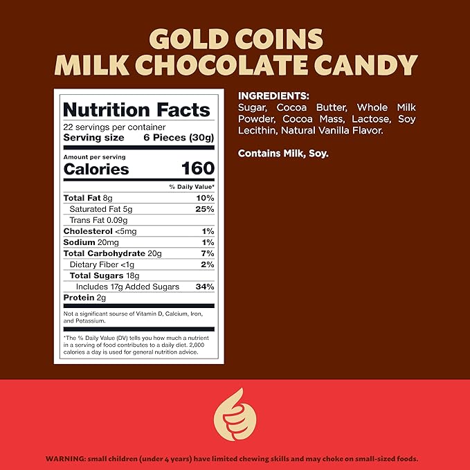 Chocolate Coins | 1.5-Pound Bag -125 Count | Bulk Chocolate Gold Coins for Holiday Gifts | Individually Wrapped Gold Candy for Gifting and Goodie Bags