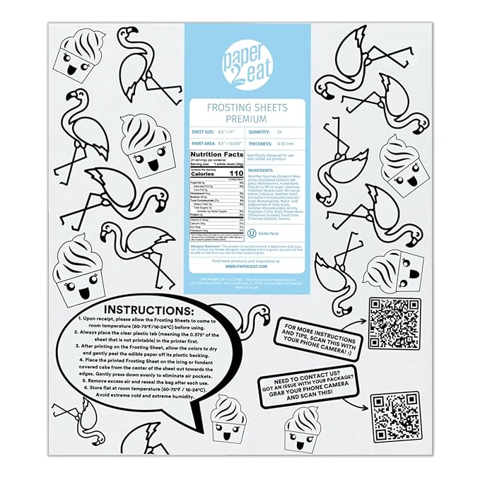 paper2eat Frosting Sheets Premium 8.5“ x 11“ – 24 count – White Edible Icing Sheets - Kosher Certified