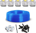5/16” x 50’ Maple Syrup Tree Tapping Tubing | Food Grade Hose with 5 Bags Caps No Hole 5 Caps with Hole 5 Spiles and Drill Bit | Rated for use for 15 Years Made in Canada Transparent Blue