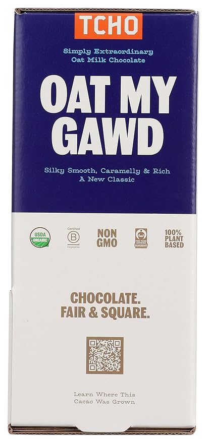 TCHO Oatally Awesome Milk Chocolate Squares (60 count) | Toffee Time &amp Oat My Gawd Cashew Oat-Milk Chocolates| Plant Based Organic &amp Fair Trade | Non GMO Non-Dairy Vegan Soy Free (7g each)