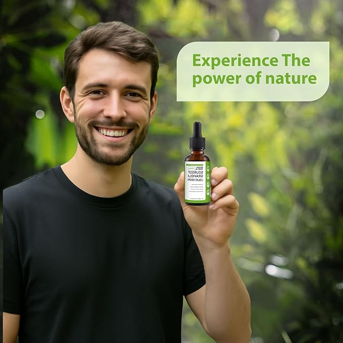 Soursop Graviola Liquid Drop 100% Organic Pure Soursop Leaves and Fruit Extract Soursop Bitters Liquid Soursop Extract Organic Pure 1800mg Sugar/Gluten Free Natural Flavor