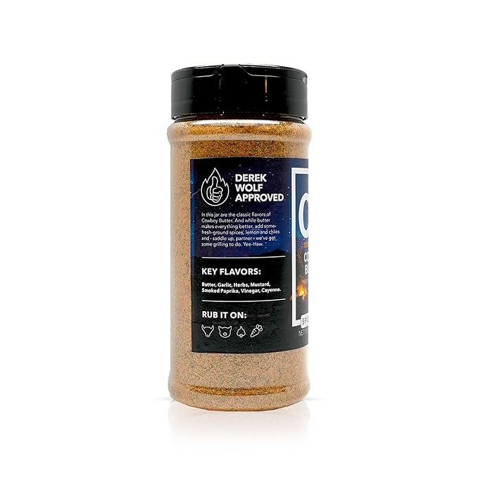 Spiceology – Derek Wolf Cowboy Butter Seasoning – Bold &amp Buttery Blend with Garlic Smoked Paprika &amp Mustard – Perfect for Beef Brisket Pork Chops Chicken Thighs &amp Steak – 10.4 oz