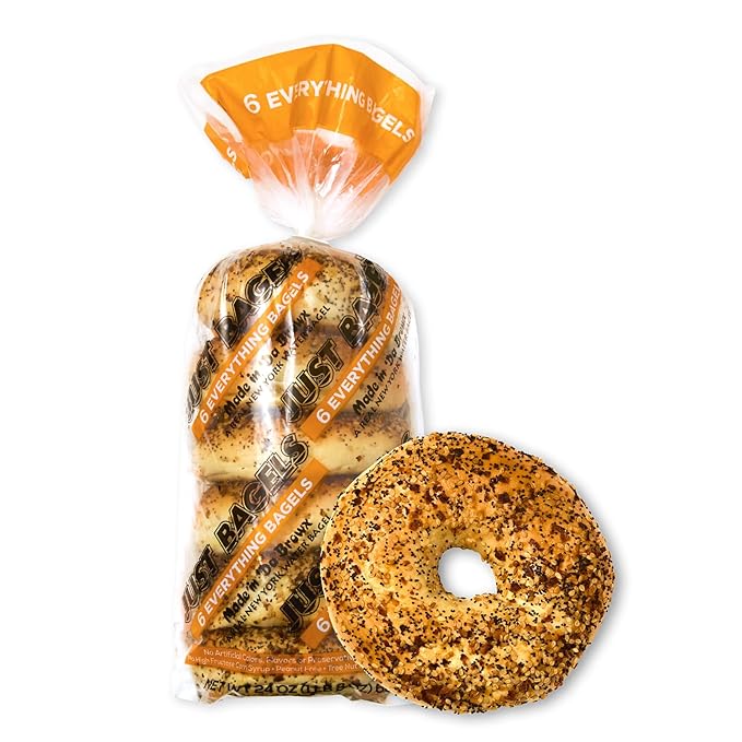 Just Bagels Everything Bagels - 8 Packs Of 6 Bagels Per Pack - 48 Total Non-GMO