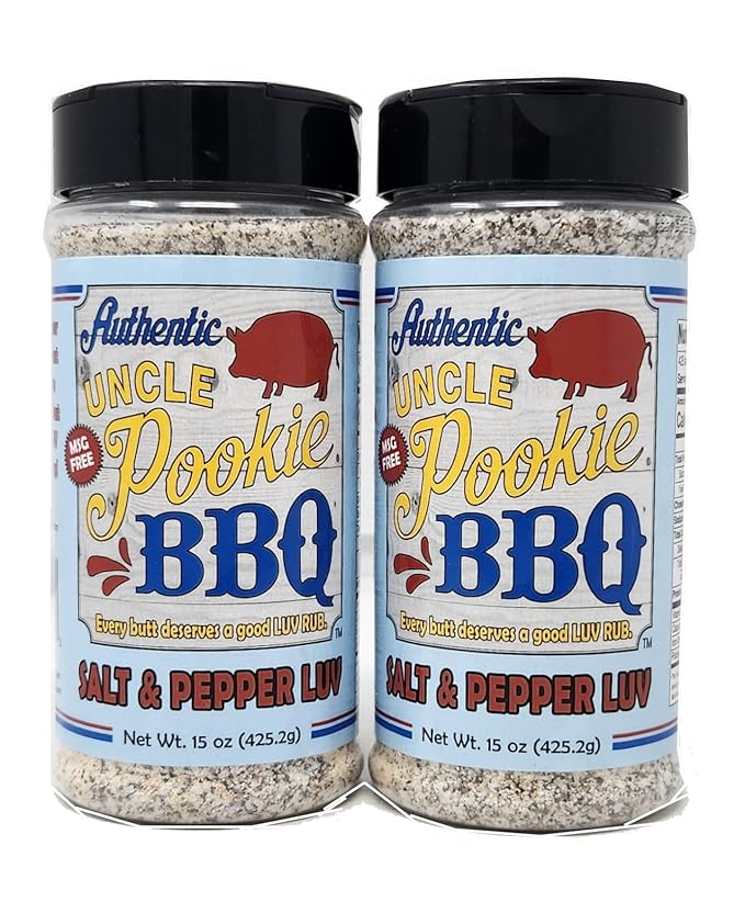 2 Pack of Barbecue and Burger All purpose Seasonings Uncle Pookie's Every Butt Deserves a Good Luv Rub No MSG (15oz Salt and Pepper Luv)
