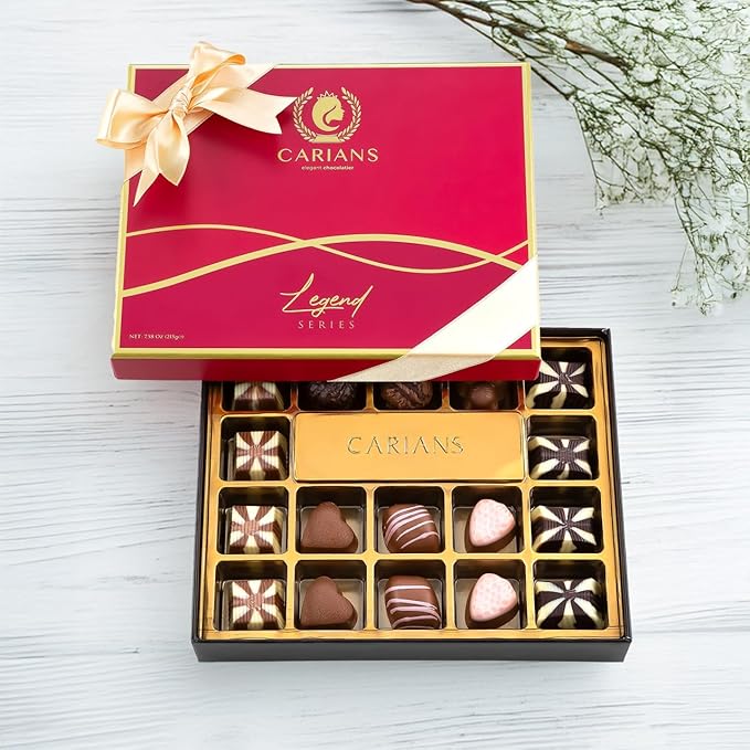 CARIANS Chocolatier Assorted Gourmet Chocolate Gift Box Dark Milk White Chocolates Truffles Treats for Thank you Great for Gift Giving and Anniversary 17 Pc